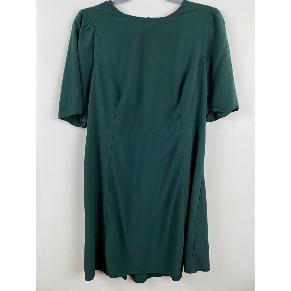 Old Navy Dress Womens XL Green Smocked Back Puff Sleeve Cottagecore Soft
